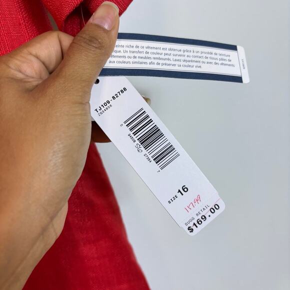 Pendleton Linen Lora Shift Dress Size 16 Cayenne Textured Red Relaxed Resort - Picture 7 of 12